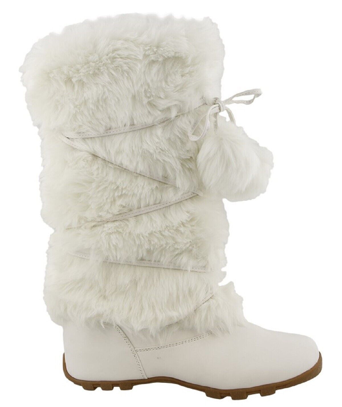 White Furry Long Fur Eskimo Long Fur Snow Yeti Boots