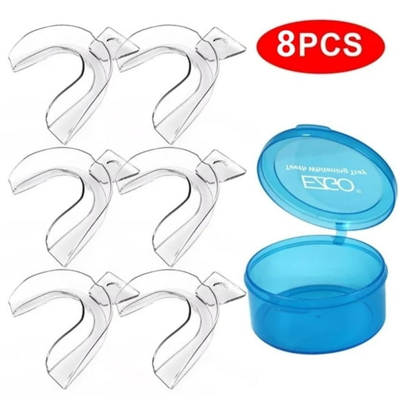 EZGO 8PCS Teeth Whitening Trays Dental Thermoforming Moldable Whitening Mouth Night Guard Bleaching Tooth Whitener with Blue case