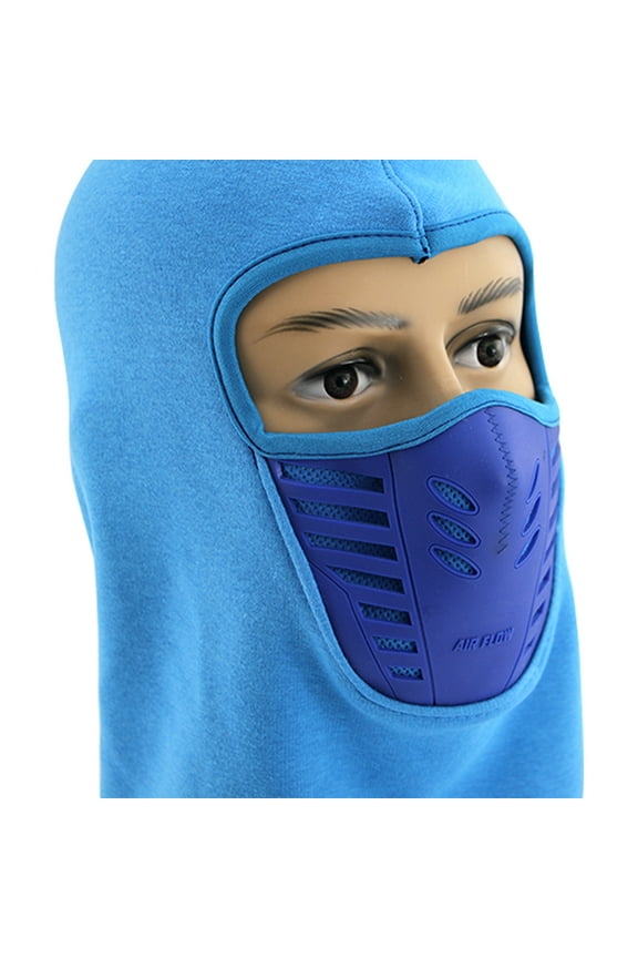 Balaclava Mask with Filter Unisex Winter Fleece Windproof Ski Bicycle Cycling Mask Warm Full Face Cover Anti-dust Hat Ninja Mask Blue