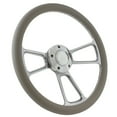 thumbnail image 1 of EZGO Golf Cart Steering Wheel Kit 14" Polished Muscle Steering Wheel Grey Half Wrap, 1 of 4