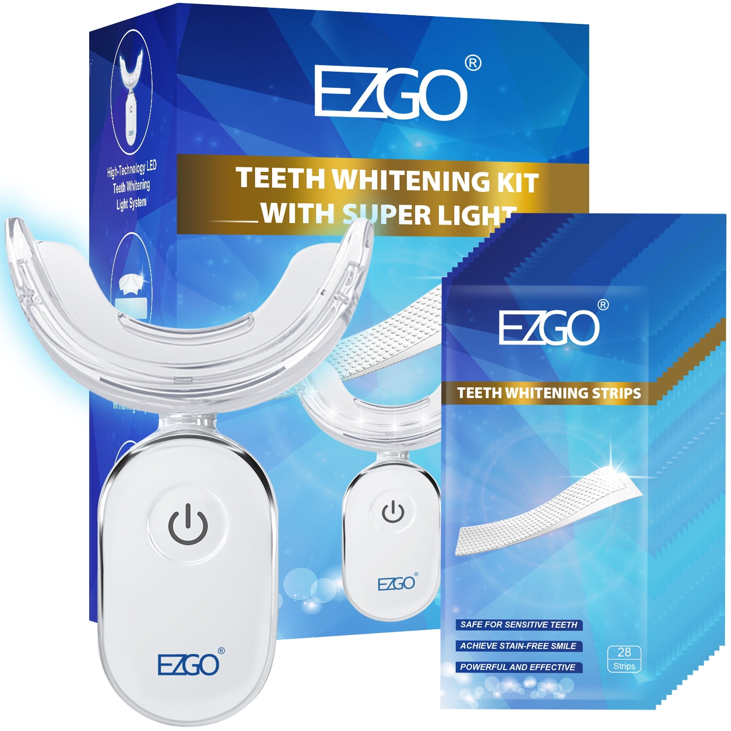 EZGO Luxury Teeth Whitening WhiteStrips Kit with 28LED Light Tray 6