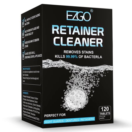 EZGO Retainer Cleaner Tablets Denture Cleaning Tablets 120pc Individually Wrapped Tablets . 4 Months Supply