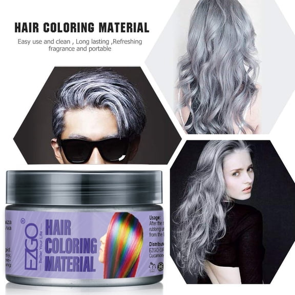 EZGO Unisex Hair Color Wax Mud Dye Cream Temporary Modeling Hairstyling Washable Gray 120g