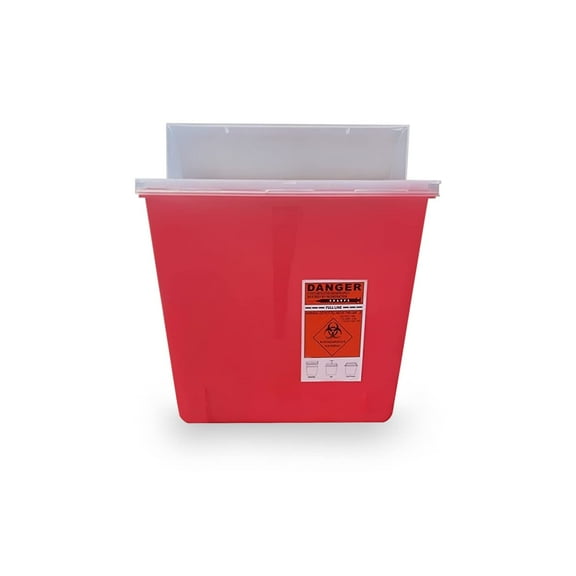 EZGOODZ Disposal Container Pack of 20, Translucent Red Sharps Bio Hazardous Container 10.5 x 4.75 x 10.75 Medical Disposal Container with Locking Lid. 1.25 Gallon Nestable Sharps Container for...
