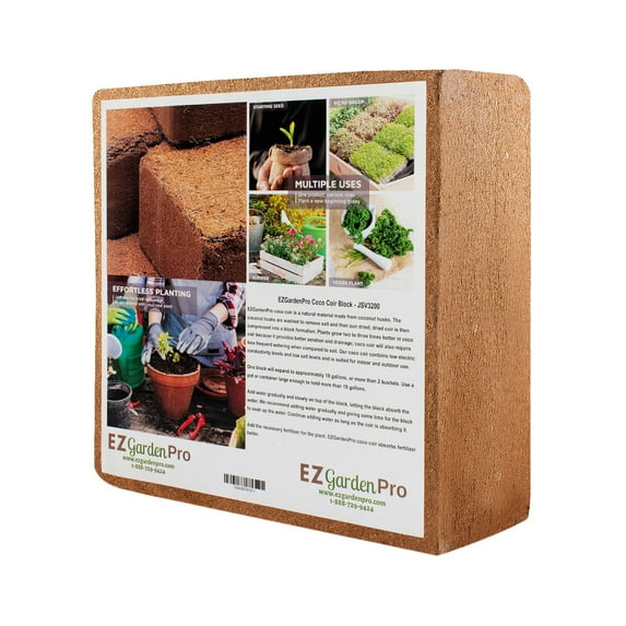 UBICON Coco Coir Block - Organic Garden Soil for Indoor, Outdoor Gardens and Greenhouse; Each 11 Pound Block Gets about 2 Bushels, Excellent Aeration, Reduces Weed Growth, and Retains Water