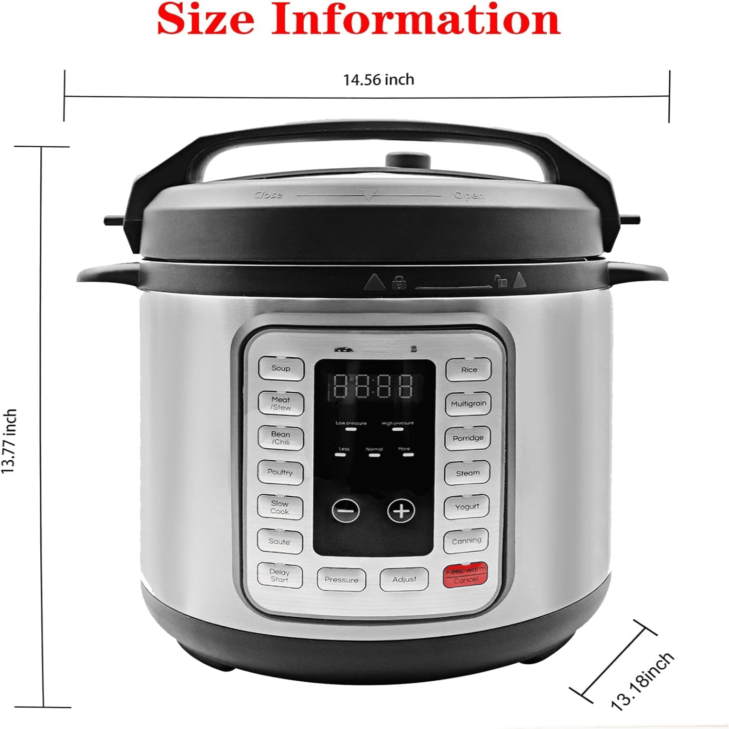 EZHOUGENGZWL Stainless Steel 12-in-1 8 Quart Pressure Cooker with LED ...