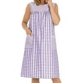thumbnail image 1 of EZI House Dresses for Women with Pockets Moo Moos Gingham House Coat Sleevless Zipper Duster Dress - Medium to Plus Size, 1 of 9