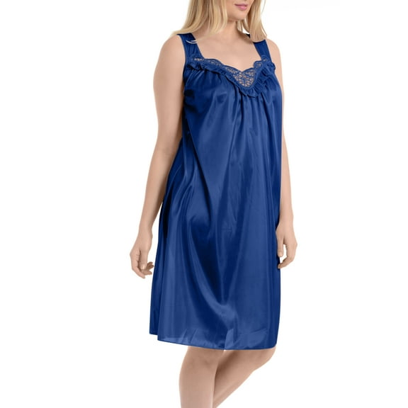 EZI Nightgowns for Women - Soft & Breathable Satin Night Gowns for Adult Women - Medium to Plus Size Womens Sleep Shirts - Knee-Length Nightgown