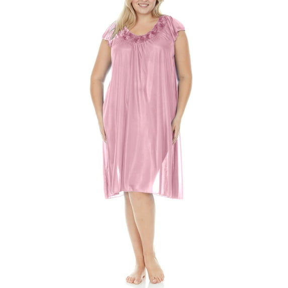 EZI Nightgowns for Women - Soft & Breathable Satin Night Gowns for Adult Women - Medium to Plus Size Womens Sleep Shirts - Knee-Length Nightgown