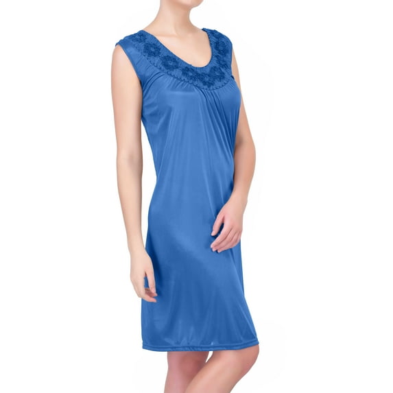 EZI Nightgowns for Women - Soft & Breathable Satin Night Gowns for Adult Women - Medium to Plus Size Womens Sleep Shirts - Knee-Length Nightgown
