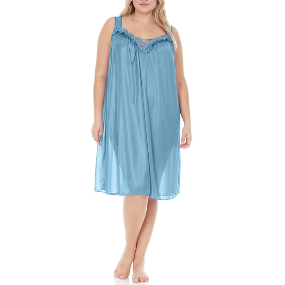 EZI Nightgowns for Women - Soft & Breathable Satin Night Gowns for Adult Women - Medium to Plus Size Womens Sleep Shirts - Knee-Length Nightgown