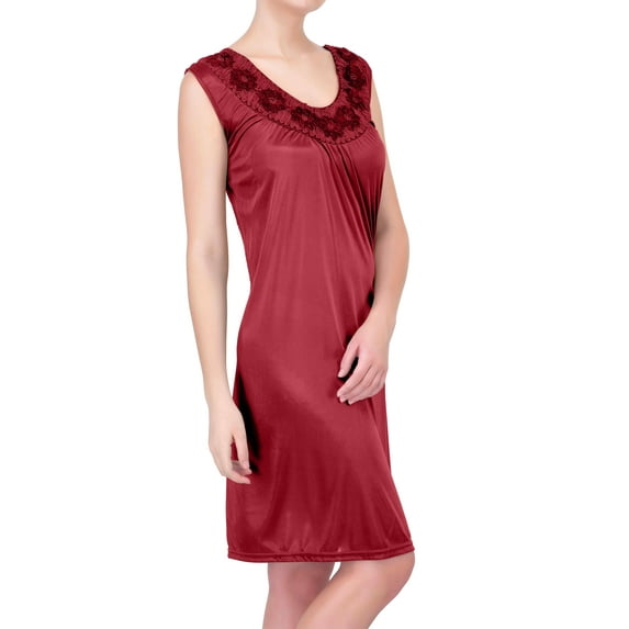 EZI Nightgowns for Women - Soft & Breathable Satin Night Gowns for Adult Women - Medium to Plus Size Womens Sleep Shirts - Knee-Length Nightgown