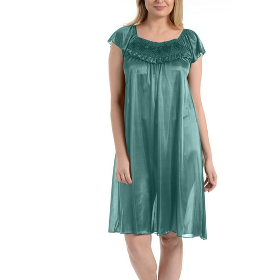 EZI Nightgowns for Women - Soft & Breathable Satin Night Gowns for Adult Women - Medium to Plus Size Womens Sleep Shirts - Knee-Length Nightgown