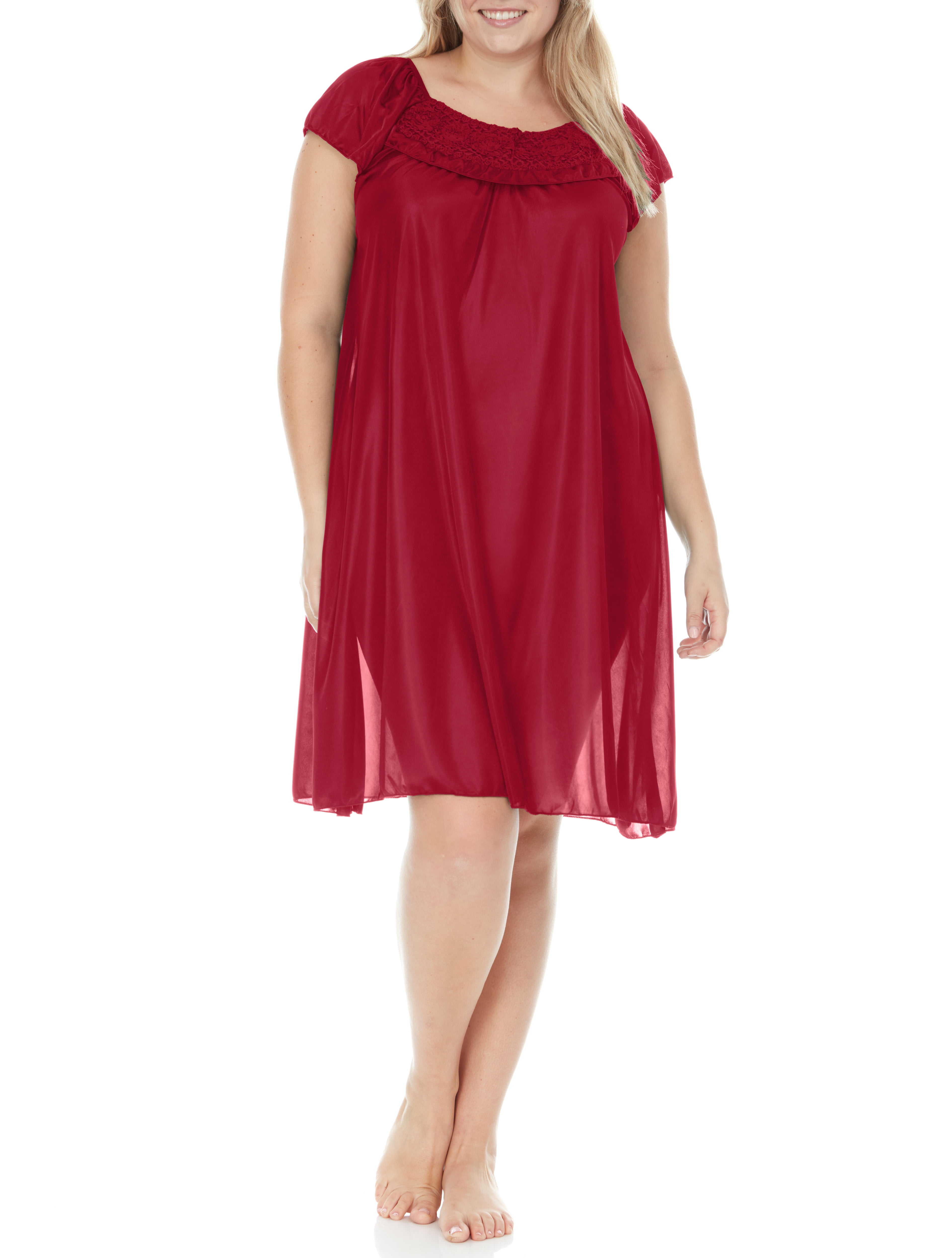 EZI Satin Nightgowns for Women - Soft & Breathable Knee-Length