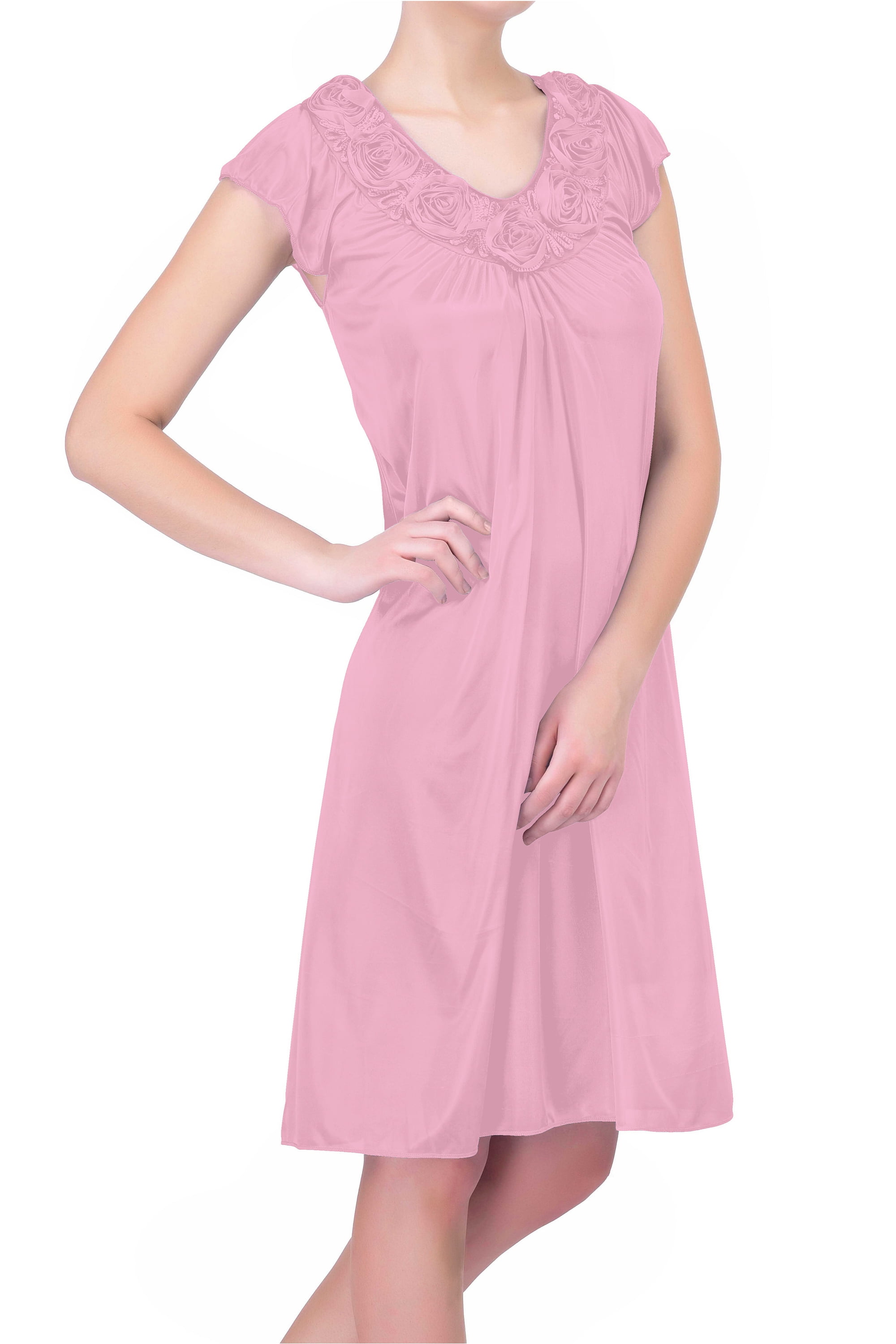 EZI Nightgowns for Women Soft & Breathable Satin Night Gowns for