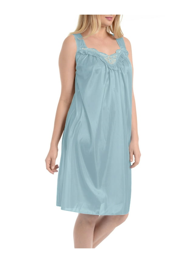 Nightgowns for Women - Soft & Breathable Satin Night Gowns for Adult Women - Medium to Plus Size Womens Sleep Shirts - Knee-Length Nightgown