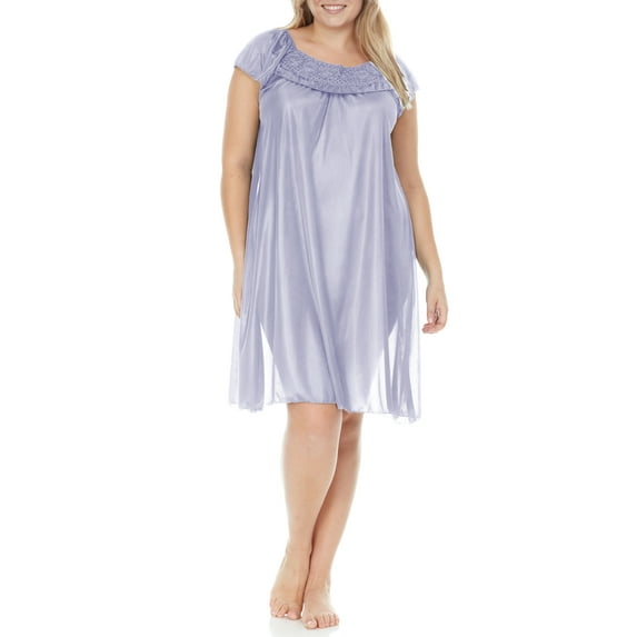 EZI Nightgowns for Women - Soft & Breathable Satin Night Gowns for Adult Women - Medium to Plus Size Womens Sleep Shirts - Knee-Length Nightgown
