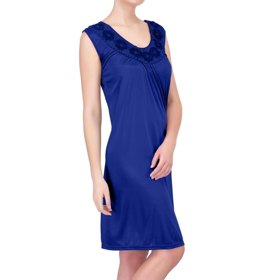 EZI Nightgowns for Women - Soft & Breathable Satin Night Gowns for Adult Women - Medium to Plus Size Womens Sleep Shirts - Knee-Length Nightgown