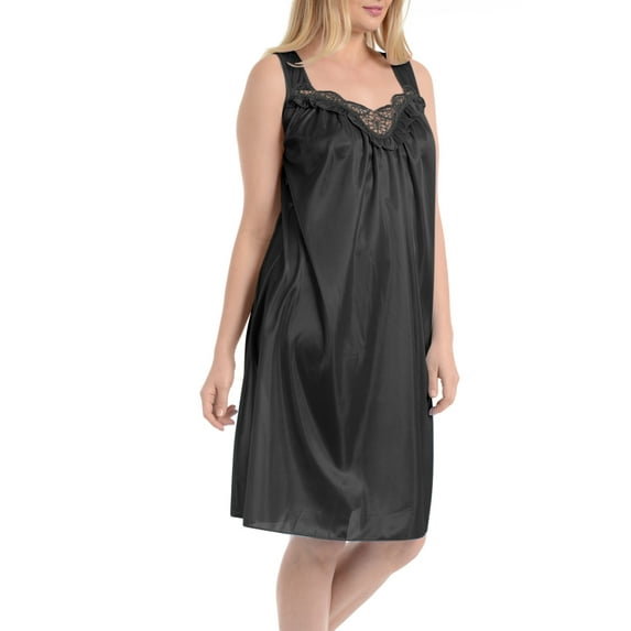 EZI Nightgowns for Women - Soft & Breathable Satin Night Gowns for Adult Women - Medium to Plus Size Womens Sleep Shirts - Knee-Length Nightgown