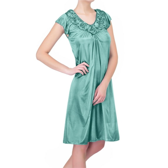 EZI Nightgowns for Women - Soft & Breathable Satin Night Gowns for Adult Women - Medium to Plus Size Womens Sleep Shirts - Knee-Length Nightgown