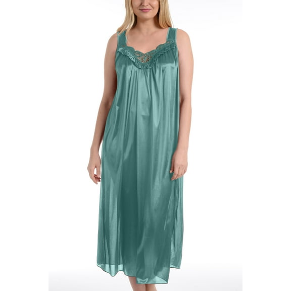 EZI Nightgowns for Women - Soft & Breathable Satin Night Gowns for Adult Women - Medium to Plus Size Womens Sleep Shirts - Long Mid-Length Nightgown