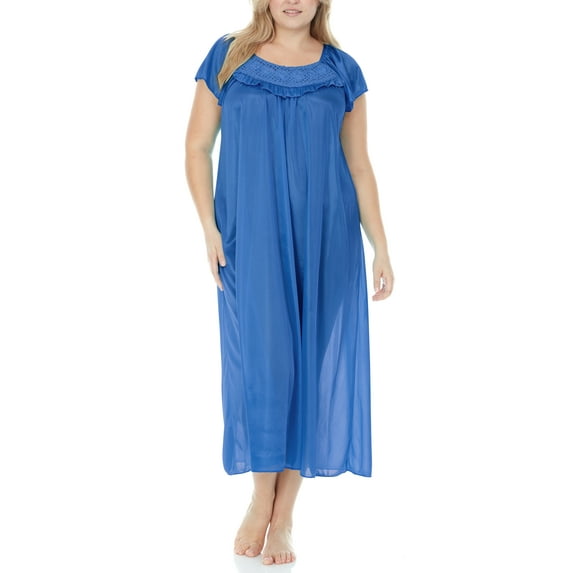 EZI Nightgowns for Women - Soft & Breathable Satin Night Gowns for Adult Women - Medium to Plus Size Womens Sleep Shirts - Long Mid-Length Nightgown