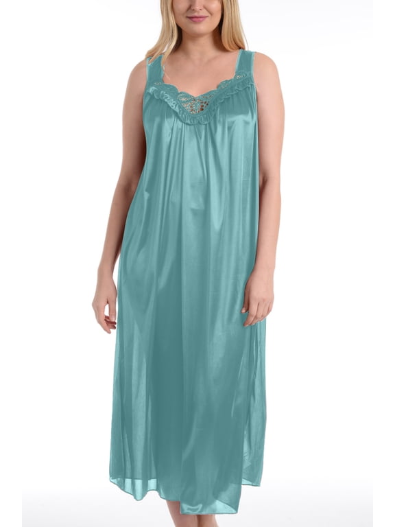 Nightgowns for Women - Soft & Breathable Satin Night Gowns for Adult Women - Medium to Plus Size Womens Sleep Shirts - Long Mid-Length Nightgown