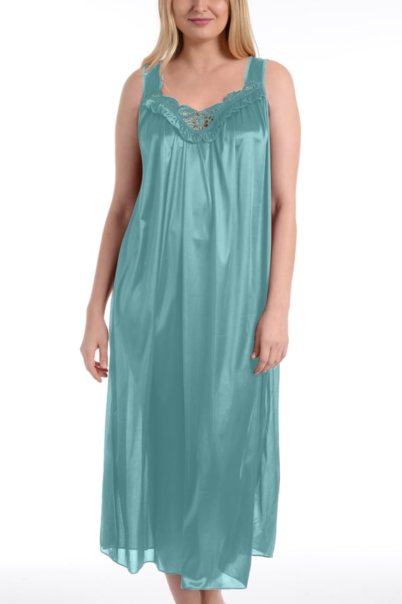 Nightgowns for Women - Soft & Breathable Satin Night Gowns for Adult Women - Medium to Plus Size Womens Sleep Shirts - Long Mid-Length Nightgown