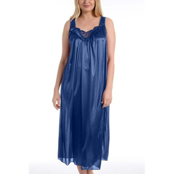 EZI Nightgowns for Women - Soft & Breathable Satin Night Gowns for Adult Women - Medium to Plus Size Womens Sleep Shirts - Long Mid-Length Nightgown