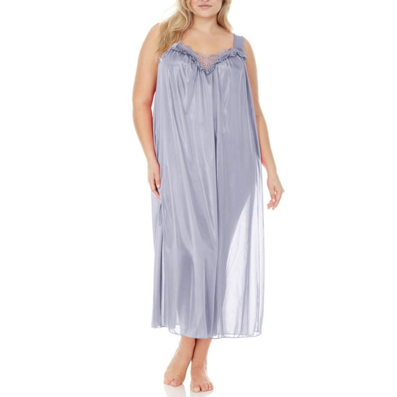EZI Nightgowns for Women - Soft & Breathable Satin Night Gowns for Adult Women - Medium to Plus Size Womens Sleep Shirts - Long Mid-Length Nightgown