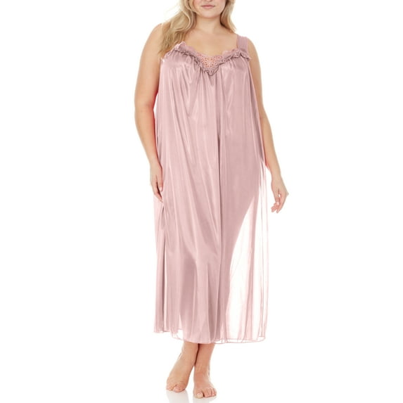 EZI Nightgowns for Women - Soft & Breathable Satin Night Gowns for Adult Women - Medium to Plus Size Womens Sleep Shirts - Long Mid-Length Nightgown