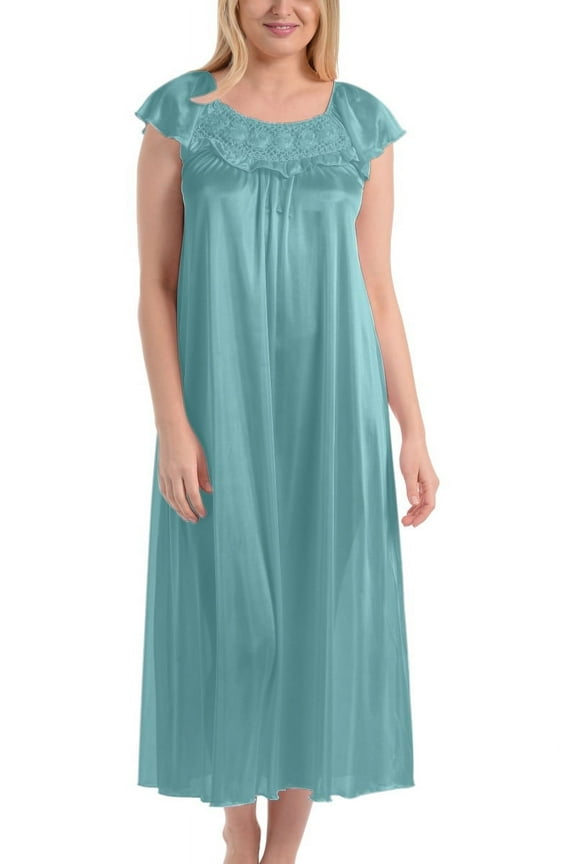 Nightgowns for Women - Soft & Breathable Satin Night Gowns for Adult Women - Medium to Plus Size Womens Sleep Shirts - Long Mid-Length Nightgown