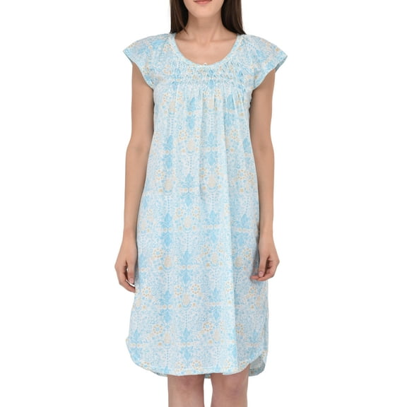 EZI Women's Cotton-rich Short Sleeve Nightgown