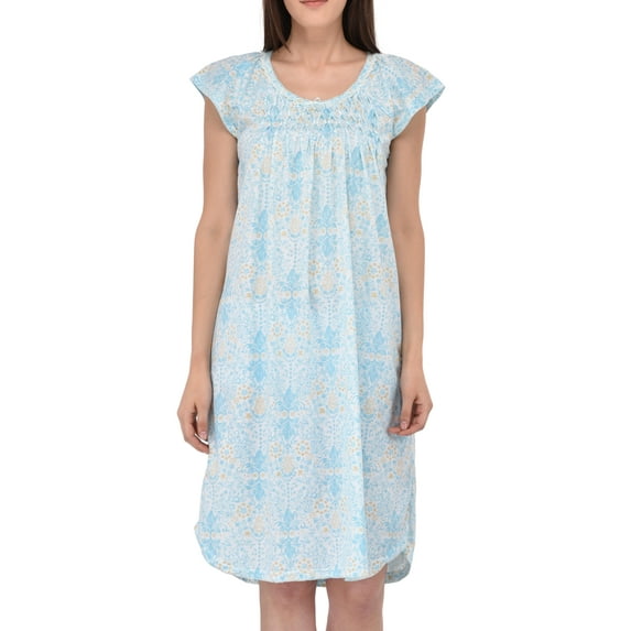EZI Women's Cotton-rich Short Sleeve Nightgown