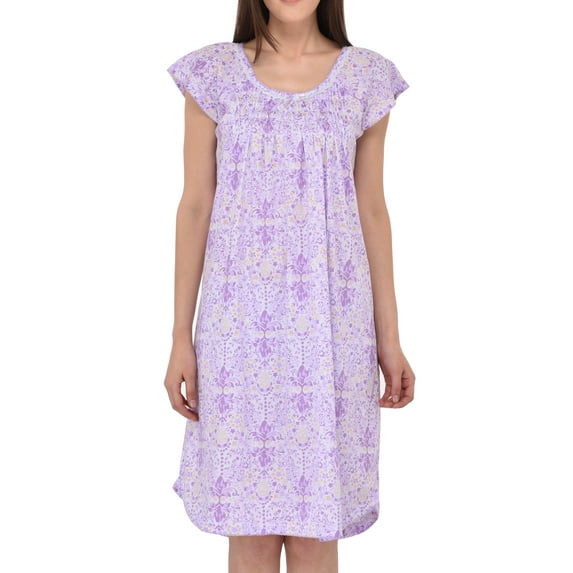 EZI Women's Cotton-rich Short Sleeve Nightgown