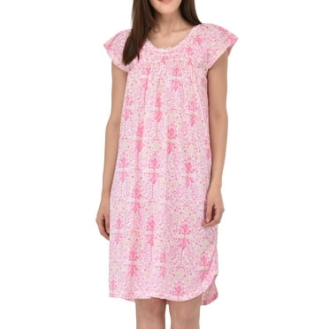 EZI Women's Cotton-rich Short Sleeve Nightgown