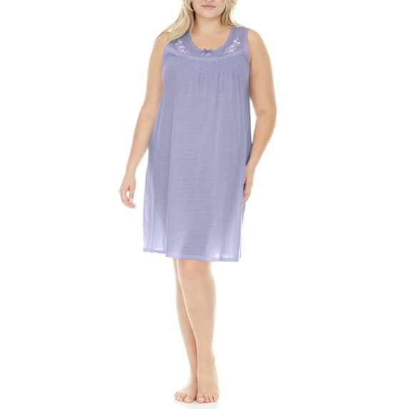 EZI Women's Plus Cotton-rich Sleeveless Nightgown