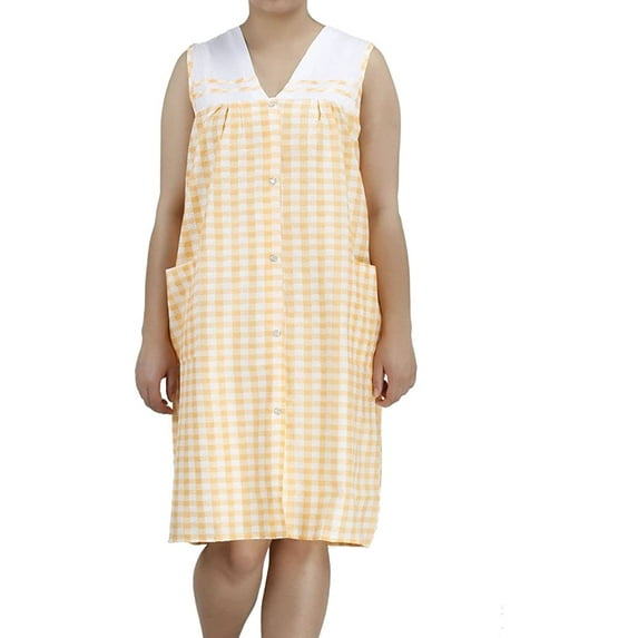 Ezi Women's Plus Duster7 Sleeveless Cotton-Rich House Dress,2X,Orange