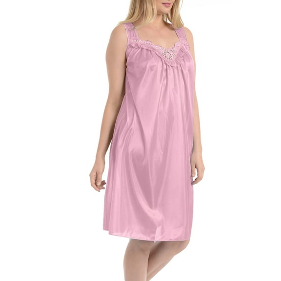 EZI Women's Plus Satin Silk Sleeveless Lingerie Nightgowns
