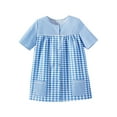 thumbnail image 1 of Ezi Women's Plus Snap Front Short Sleeve Gingham Shift Seersucker Housecoat Apron Shirt Blue, 1 of 2