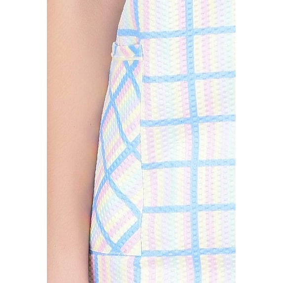 EZI Women's Short Sleeve Snap-Front Plaid Seersucker Cotton-rich House Coat