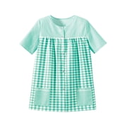 Ezi Womens Snap Front Short Sleeve Gingham Shift Seersucker Housecoat Apron Shirt Mint