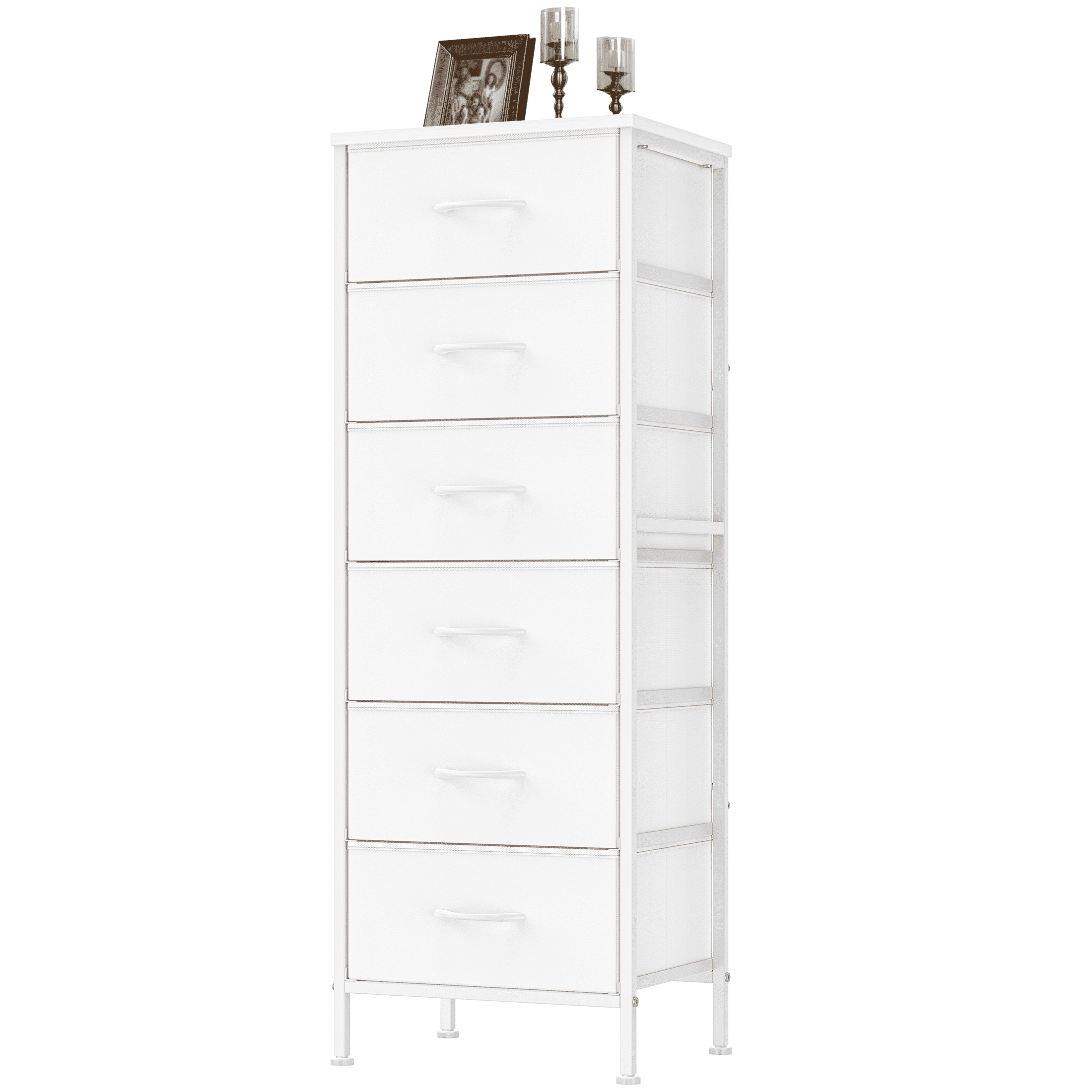 EZKAMFORT Tall Skinny Dresser for Bedroom 6 Drawer , White Closet Dresser, Clothes Dresser, 15.4" L x 11.8" W x 43.3" H