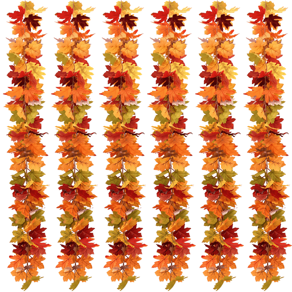 EZKAMFORT 6 Pack 5.6FT Fall Garlands with 12 Hanging Hooks