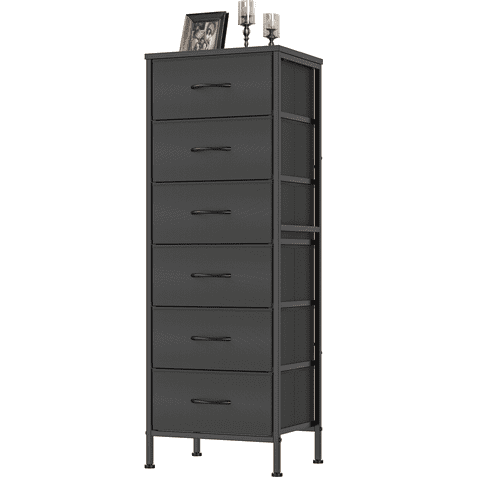 EZKAMFORT Tall 6 Drawer Dresser for Bedroom, Chest of Drawers, Black Dressers Organizer, Drawers for Clothes