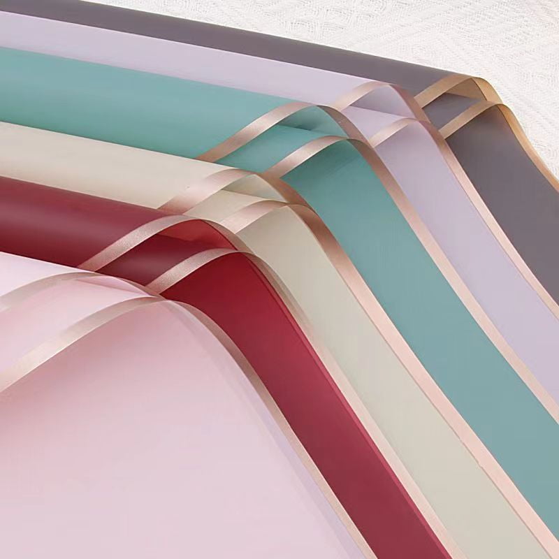 EZKZUN 60 Sheets Jelly Film Golden Edge Fog Paper Flower Bouquet