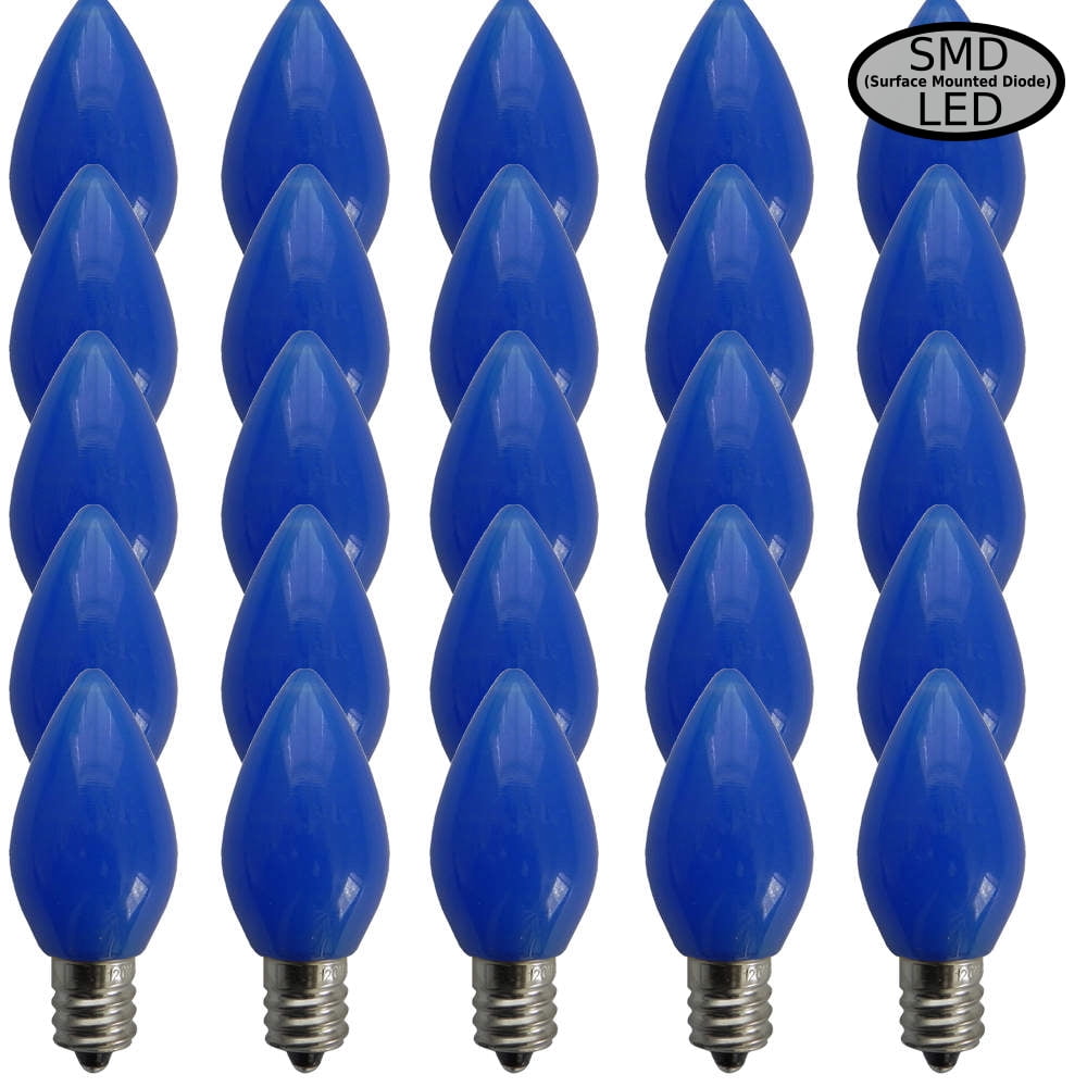 EZLS Blue Opaque C7 SMD LED Replacement Bulb, 25 Pack
