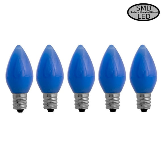 EZLS Blue Opaque C7 SMD LED Replacement Bulb, 5 Pack