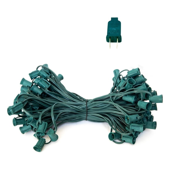EZLS C7 100' Light Socket Stringer, Green Strand, SPT-1, 100 Sockets, 12" Spacing