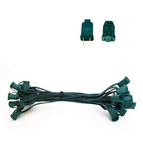 EZLS C7 25' Light Socket Stringer, Green Strand, SPT-2, 25 Sockets, 12" Spacing